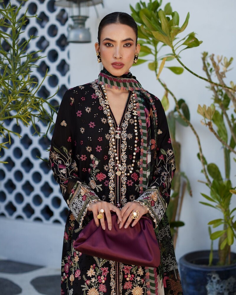 Faiza Saqlain Merle Embroidered Lawn 3Pc Suit Collection 2024