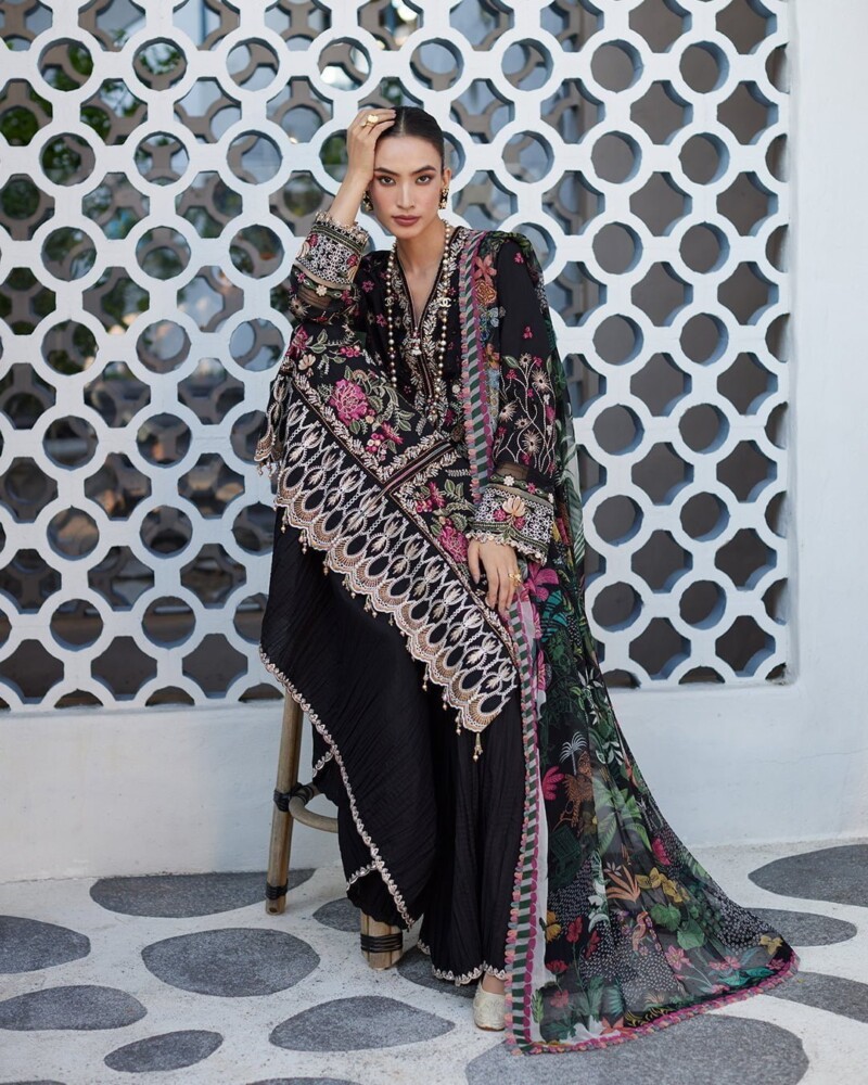 Faiza Saqlain Merle Embroidered Lawn 3Pc Suit Collection 2024