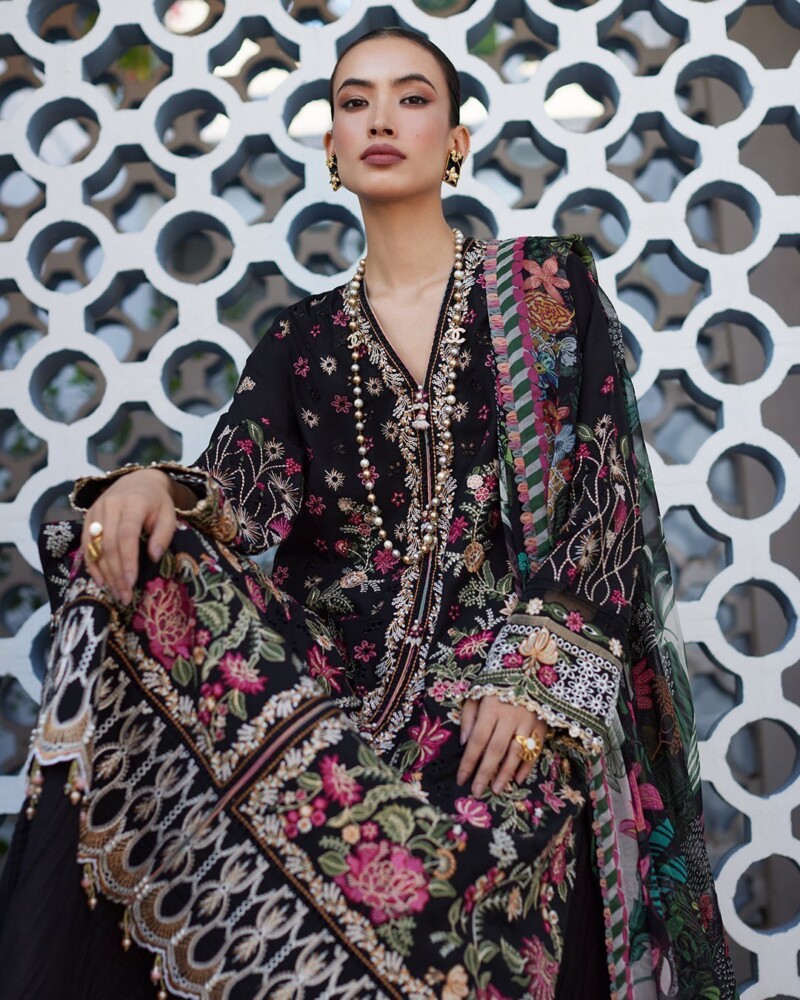 Faiza Saqlain Merle Embroidered Lawn 3Pc Suit Collection 2024