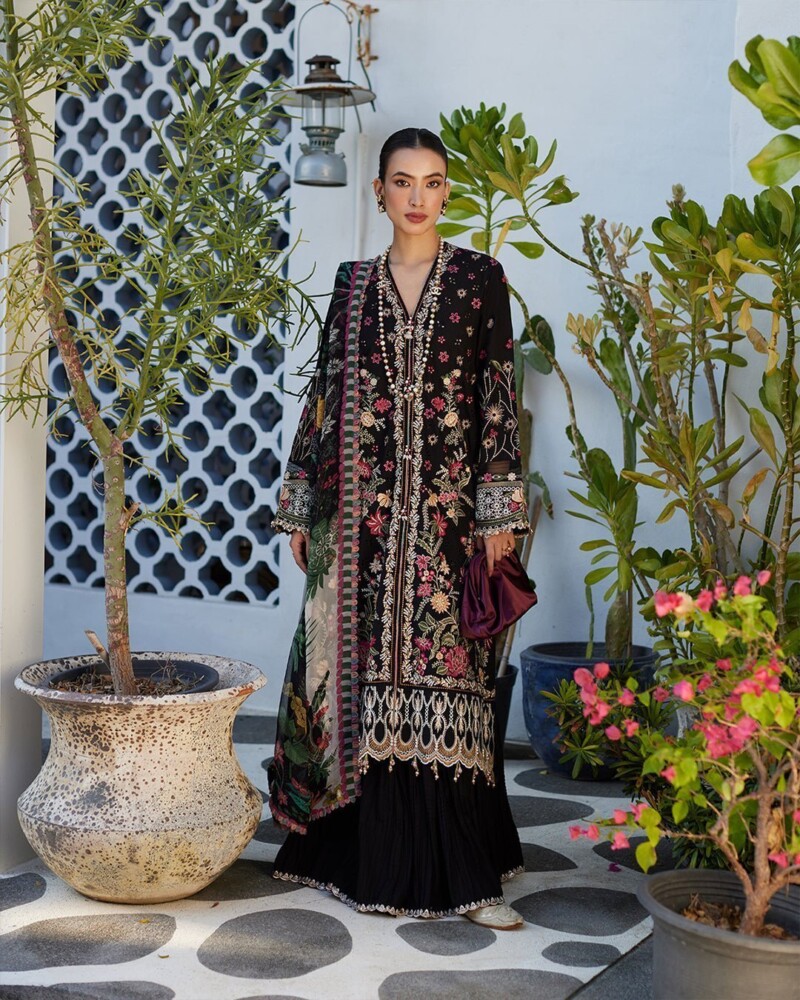 Faiza Saqlain Merle Embroidered Lawn 3Pc Suit Collection 2024