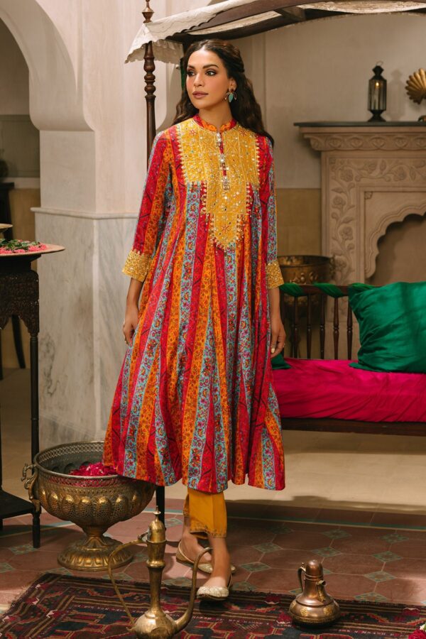 Farasha Teal Garland Embroidered Lawn Ss 24 Collection 24