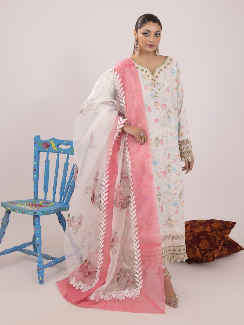 Faiza Faisal Nargis Embroidered Lawn 3Pc Suit Collection 2024