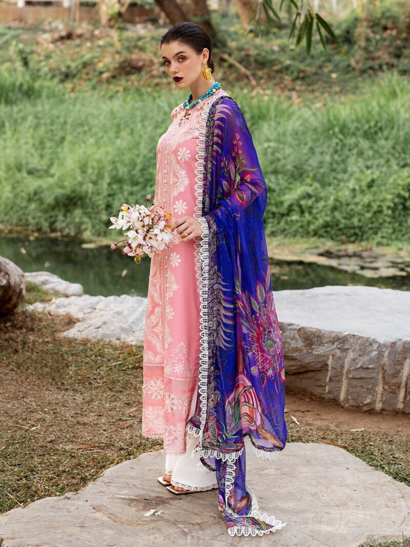 Roheenaz Dahlia Rnz-01B Orchid Embroidered Lawn 3Pc Suit Collection 2024