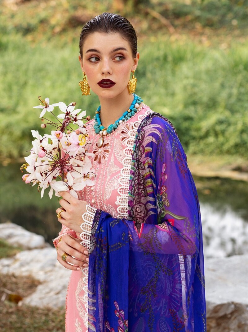 Roheenaz Dahlia Rnz-01B Orchid Embroidered Lawn 3Pc Suit Collection 2024