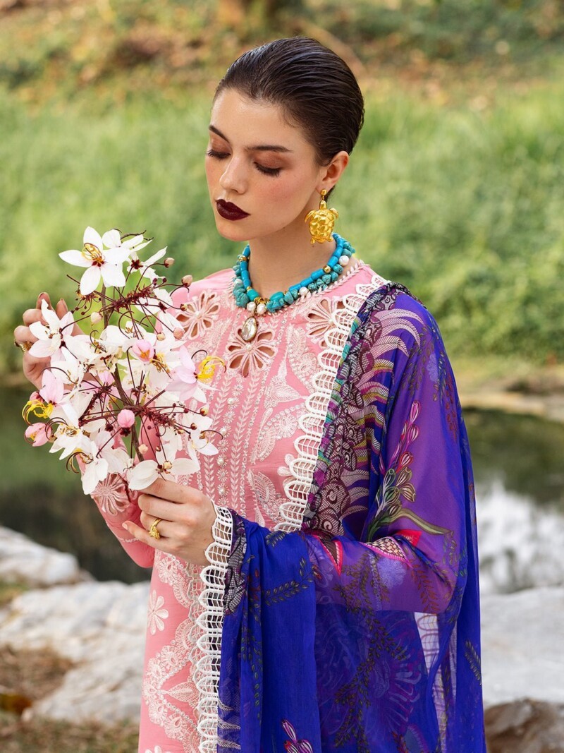 Roheenaz Dahlia Rnz-01B Orchid Embroidered Lawn 3Pc Suit Collection 2024