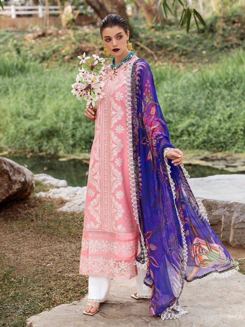 Roheenaz Dahlia Rnz-01B Orchid Embroidered Lawn 3Pc Suit Collection 2024