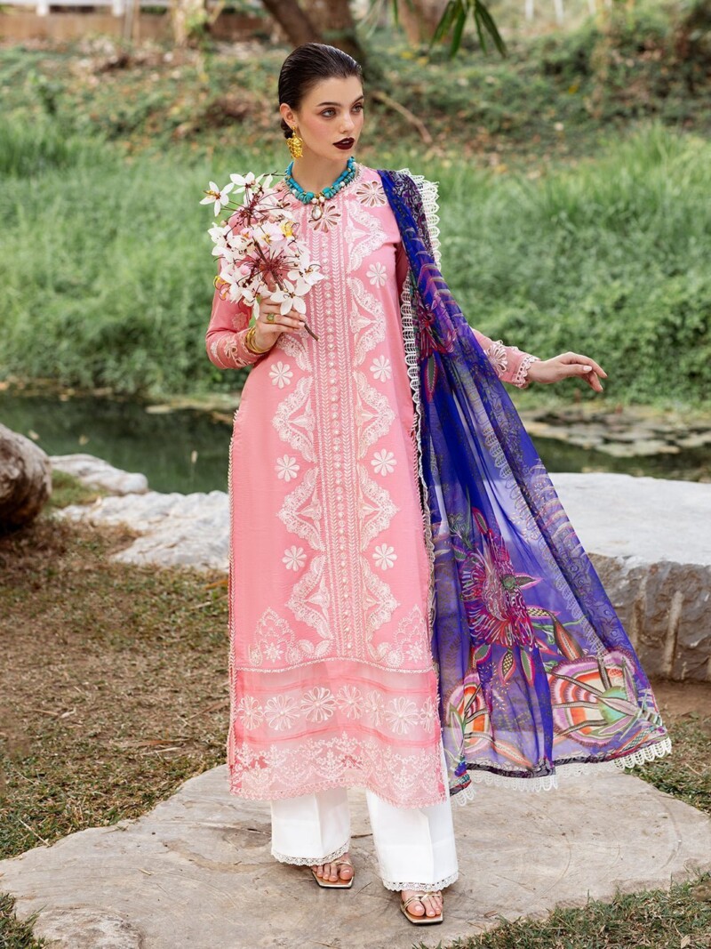 Roheenaz Dahlia Rnz-01B Orchid Embroidered Lawn 3Pc Suit Collection 2024