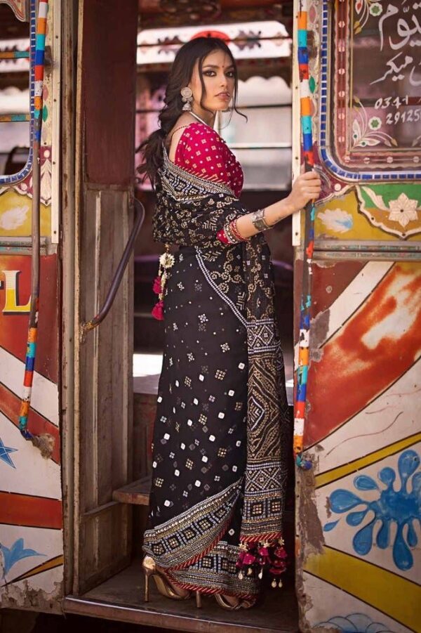 Gul Ahmed Saree Prs-42002 Chunri Embroidered Silk Collection 2024