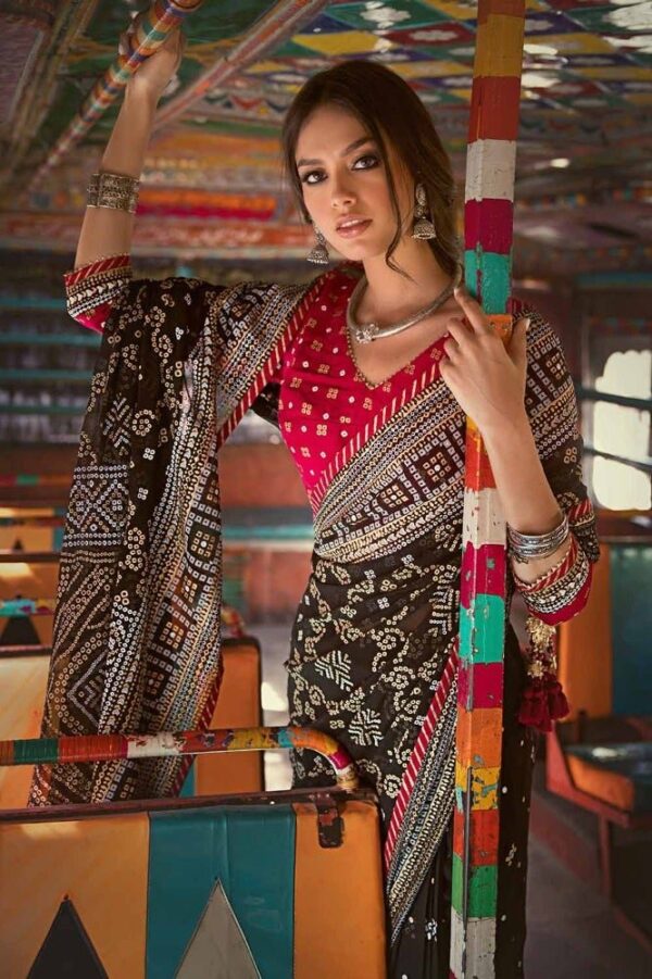 Gul Ahmed Saree Prs-42002 Chunri Embroidered Silk Collection 2024
