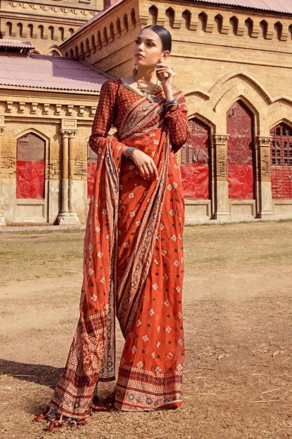 Gul Ahmed Saree Prs-42003 Chunri Embroidered Silk Collection 2024
