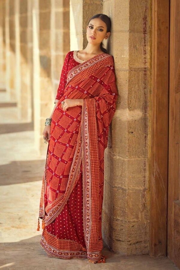 Gul Ahmed Saree Prs-42004 Chunri Embroidered Silk Collection 2024