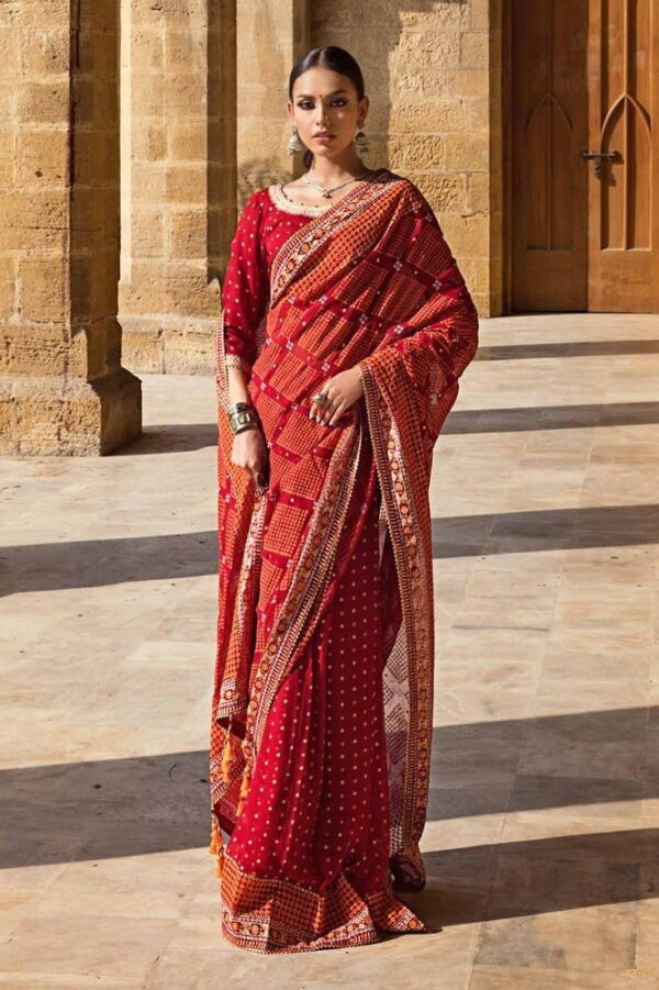 Gul Ahmed Saree Prs-42004 Chunri Embroidered Silk Collection 2024