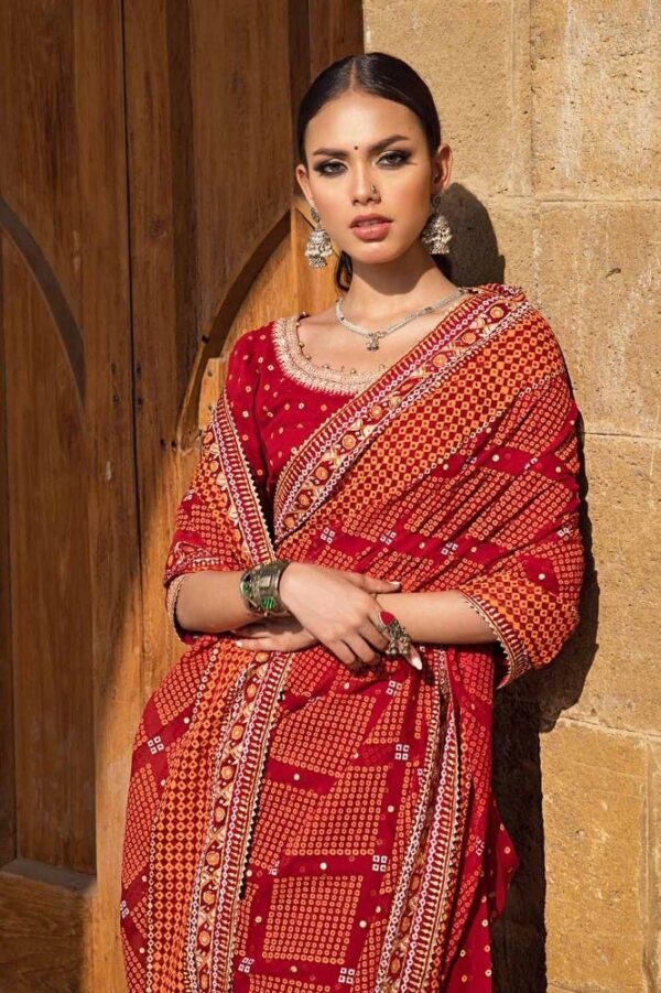 Gul Ahmed Saree Prs-42004 Chunri Embroidered Silk Collection 2024