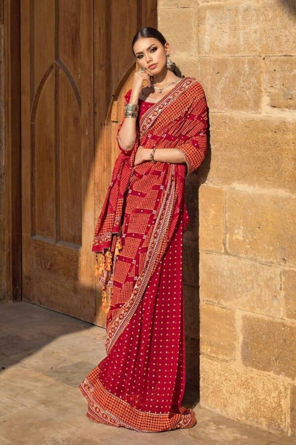 Gul Ahmed Saree Prs-42004 Chunri Embroidered Silk Collection 2024