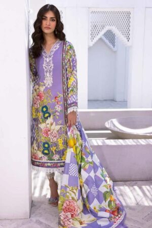 Roheenaz Leya Rnz-01b Hibiscus Bloom Printed Lawn 3pc Suit Collection 2024