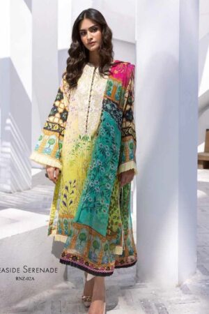 Roheenaz Leya Rnz-02a Seaside Serenade Printed Lawn 3pc Suit Collection 2024