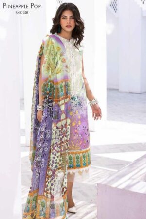 Roheenaz Leya Rnz-02b Pineapple Pop Printed Lawn 3pc Suit Collection 2024