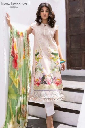 Roheenaz Leya Rnz-03a Tropic Temptation Printed Lawn 3pc Suit Collection 2024