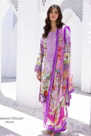 Roheenaz Leya Rnz-04a Mermaid Melody Printed Lawn 3pc Suit Collection 2024