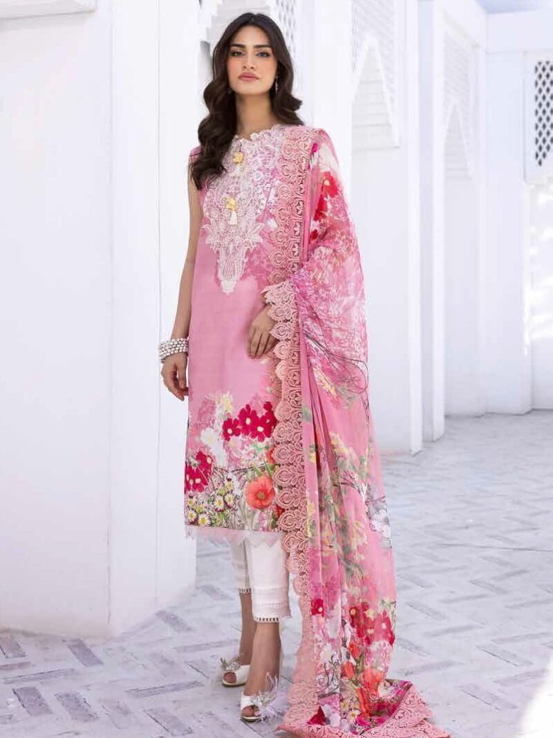 Roheenaz Leya Rnz-05B Coral Cove Printed Lawn 3Pc Suit Collection 2024