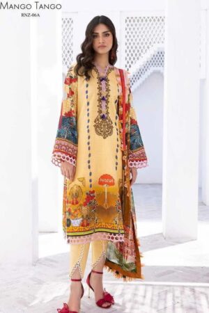 Roheenaz Leya Rnz-06a Mango Tango Printed Lawn 3pc Suit Collection 2024