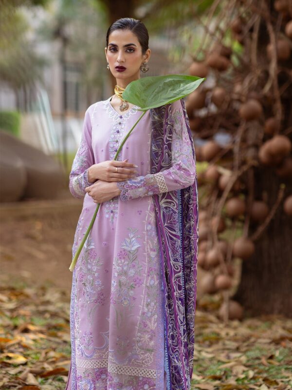 Roheenaz Dahlia Rnz-06A Hyacinth Embroidered Lawn 3Pc Suit Collection 2024