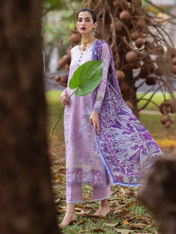 Roheenaz Dahlia Rnz-06A Hyacinth Embroidered Lawn 3Pc Suit Collection 2024