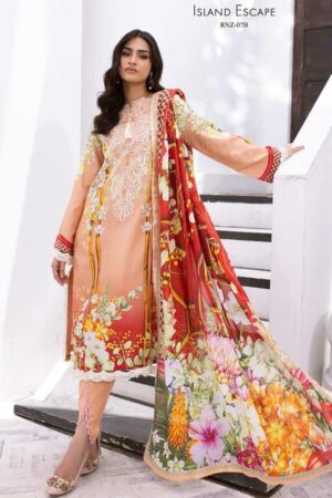 Roheenaz Leya Rnz-07b Island Escape Printed Lawn Collection 2024