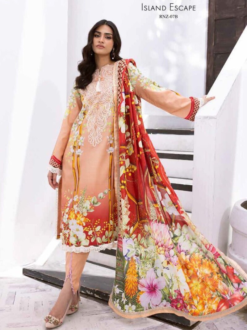 Roheenaz Leya Rnz-07B Island Escape Printed Lawn Collection 2024