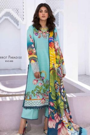 Roheenaz Leya Rnz-08b Parrot Paradise Printed Lawn Collection 2024