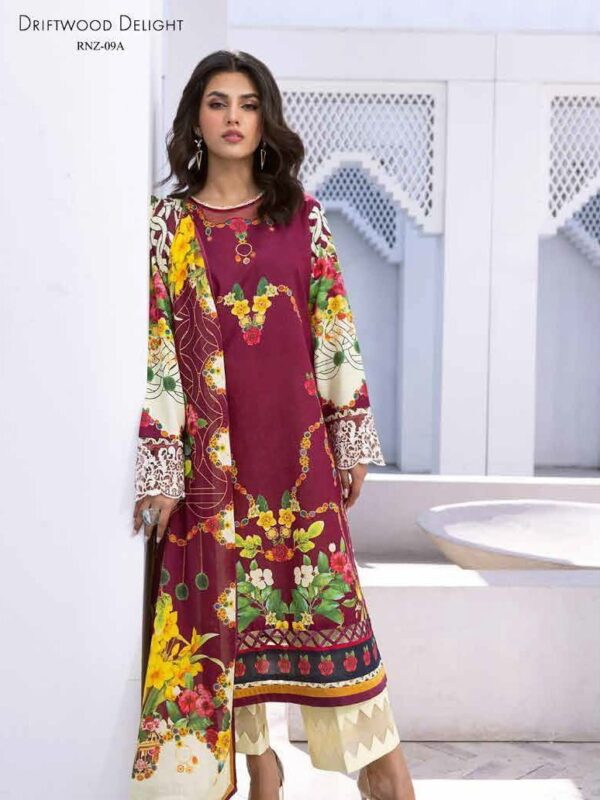 Roheenaz Leya Rnz-09A Driftwood Delight Printed Lawn Collection 2024