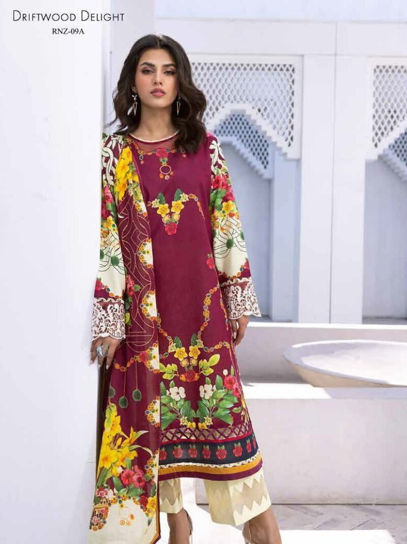 Roheenaz Leya Rnz-09A Driftwood Delight Printed Lawn Collection 2024