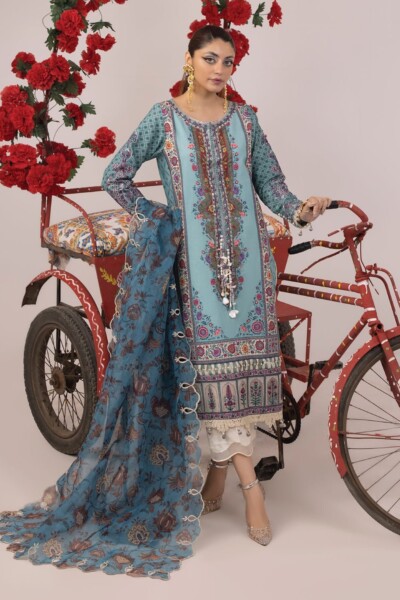 Faiza Faisal Rampa Embroidered Lawn 3pc Suit Collection 2024