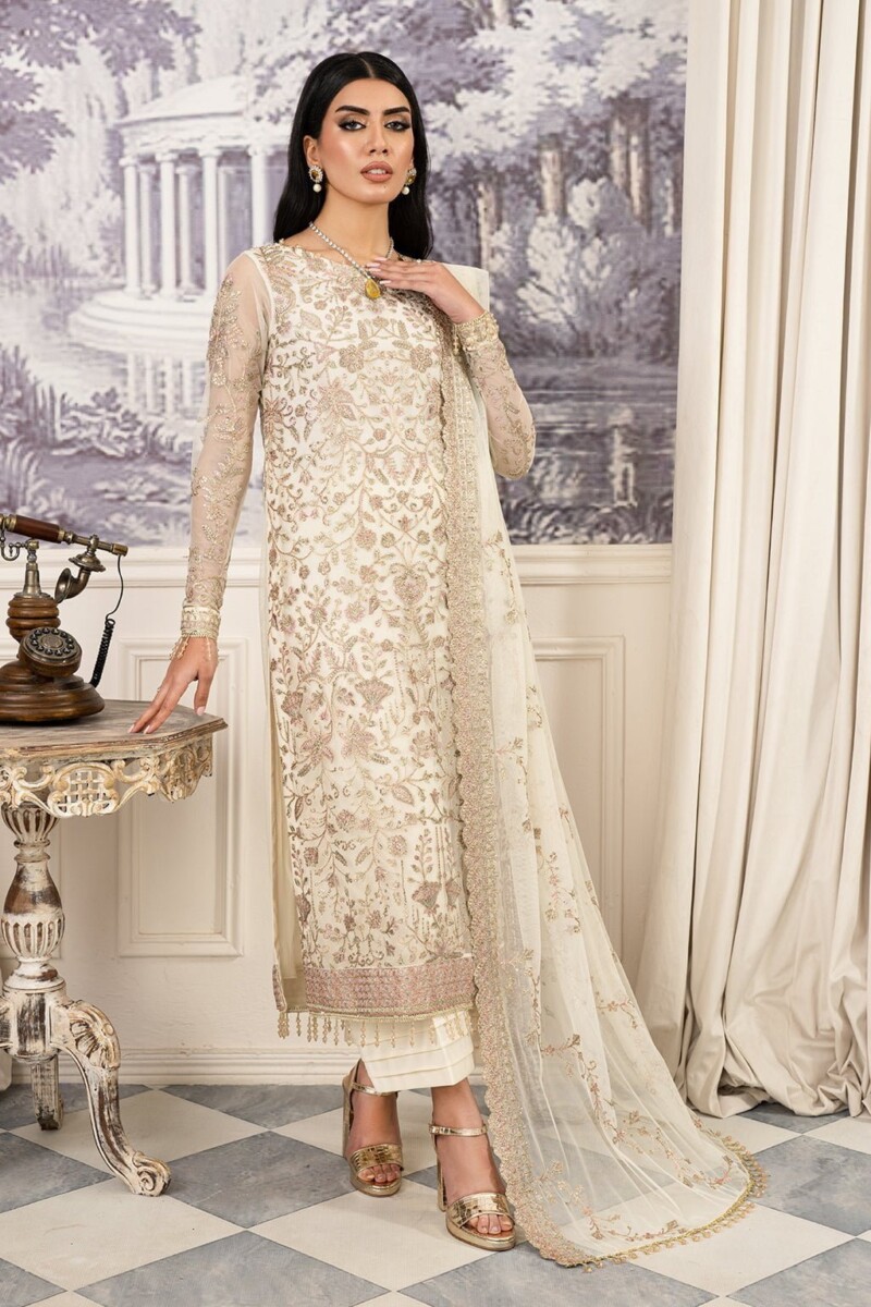 Zarif Afsanah Zaf 03 Neelam Luxury Embroidered Net 3Pc Collection 2024