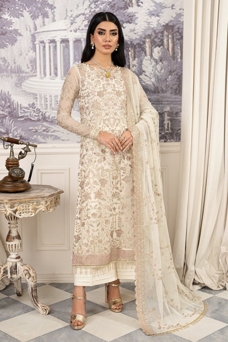 Zarif Afsanah Zaf 03 Neelam Luxury Embroidered Net 3Pc Collection 2024