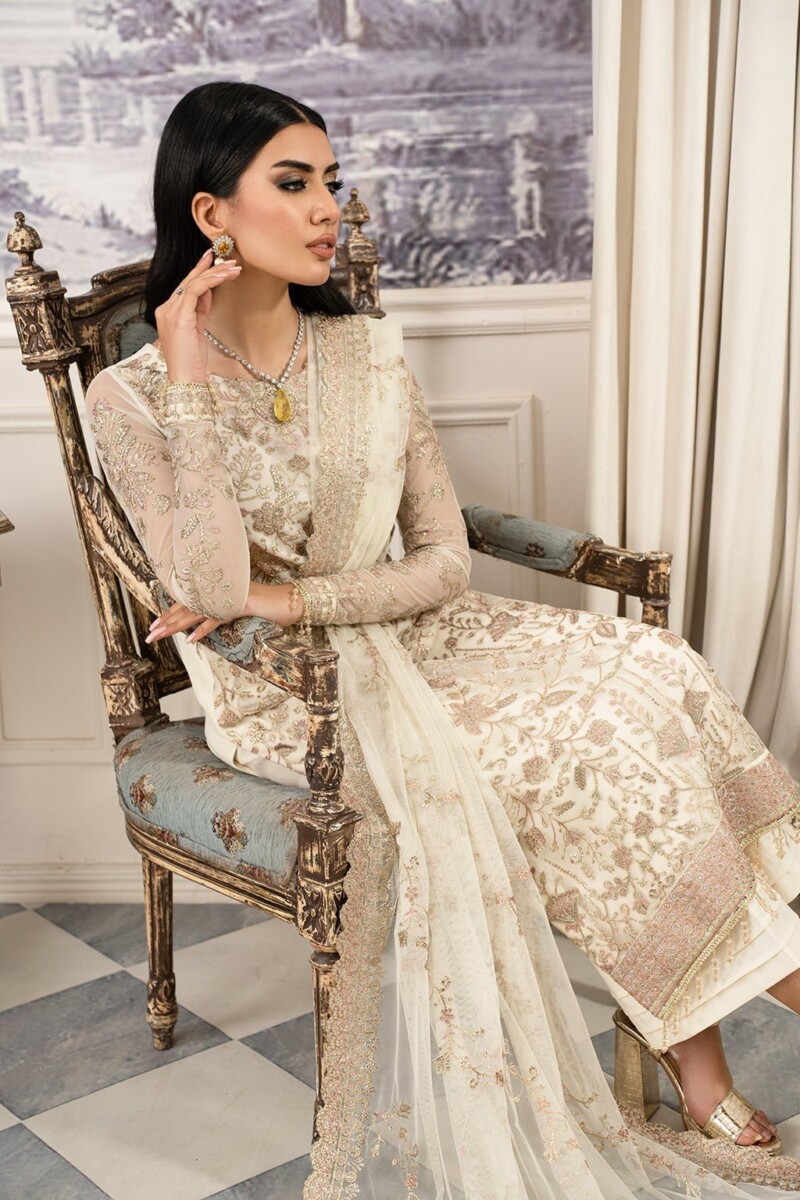 Zarif Afsanah Zaf 03 Neelam Luxury Embroidered Net 3Pc Collection 2024