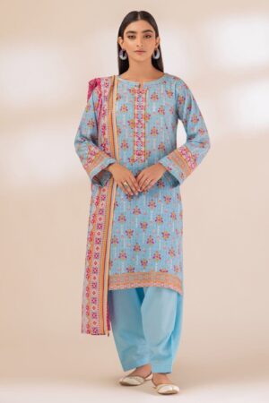 Bonanza Satrangi Blue Lawn 3 Piece Sas233p100 Summer Collection 24