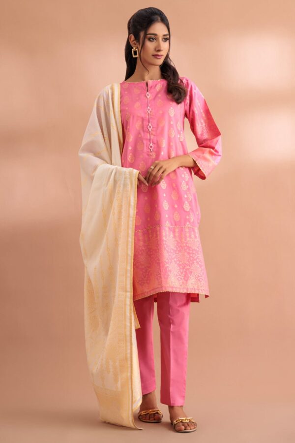 Bonanza Satrangi Pink Jacquard 3 Piece Sj2243P03 Festive Pret 2024