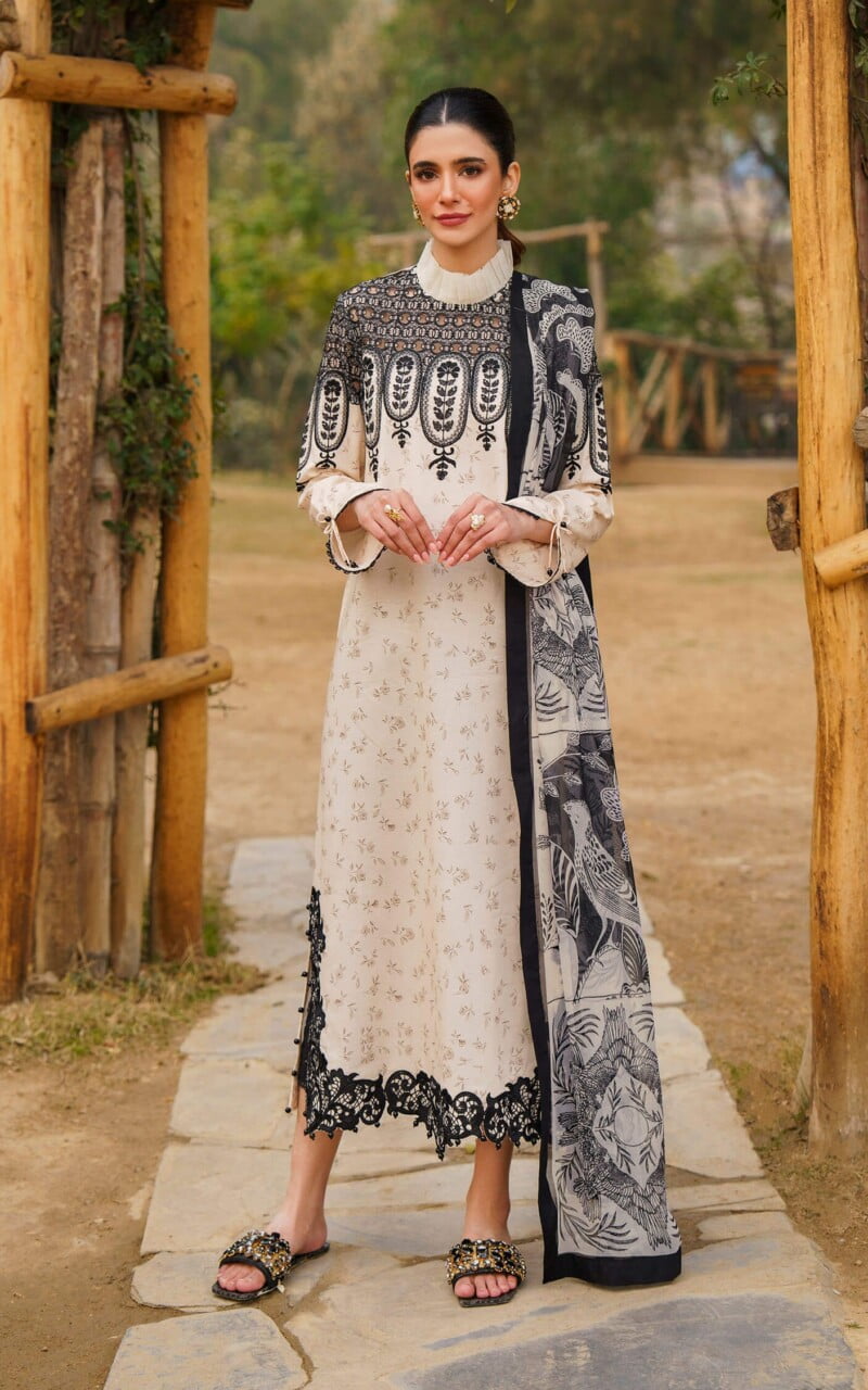 Asifa &Amp; Nabeel M 02 Snowdrop Meraki Premium Lawn Collection