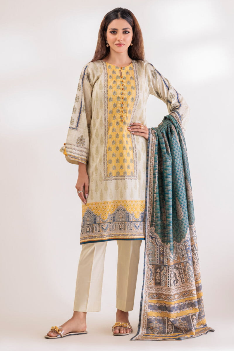 Bonanza Satrangi Beige Lawn 3 Piece Ss1243p07 Summer Collection 24