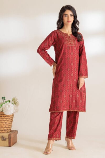 Bonanza Satrangi Maroon Jacquard 2 Piece Ss2242p52 Co Ord Sets