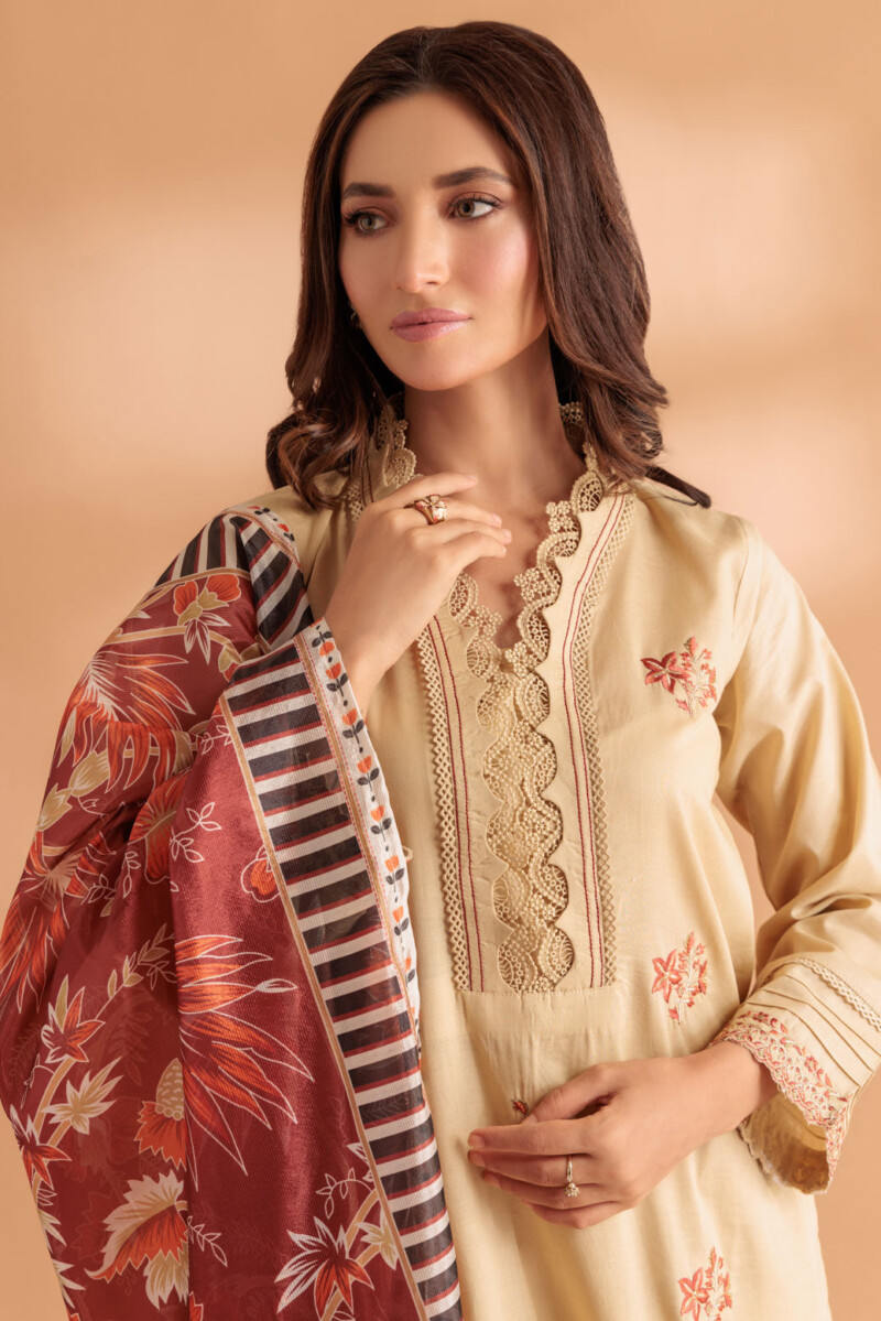 Bonanza Satrangi Beige Cambric 3 Piece Ss5243p18 Festive Pret 2024