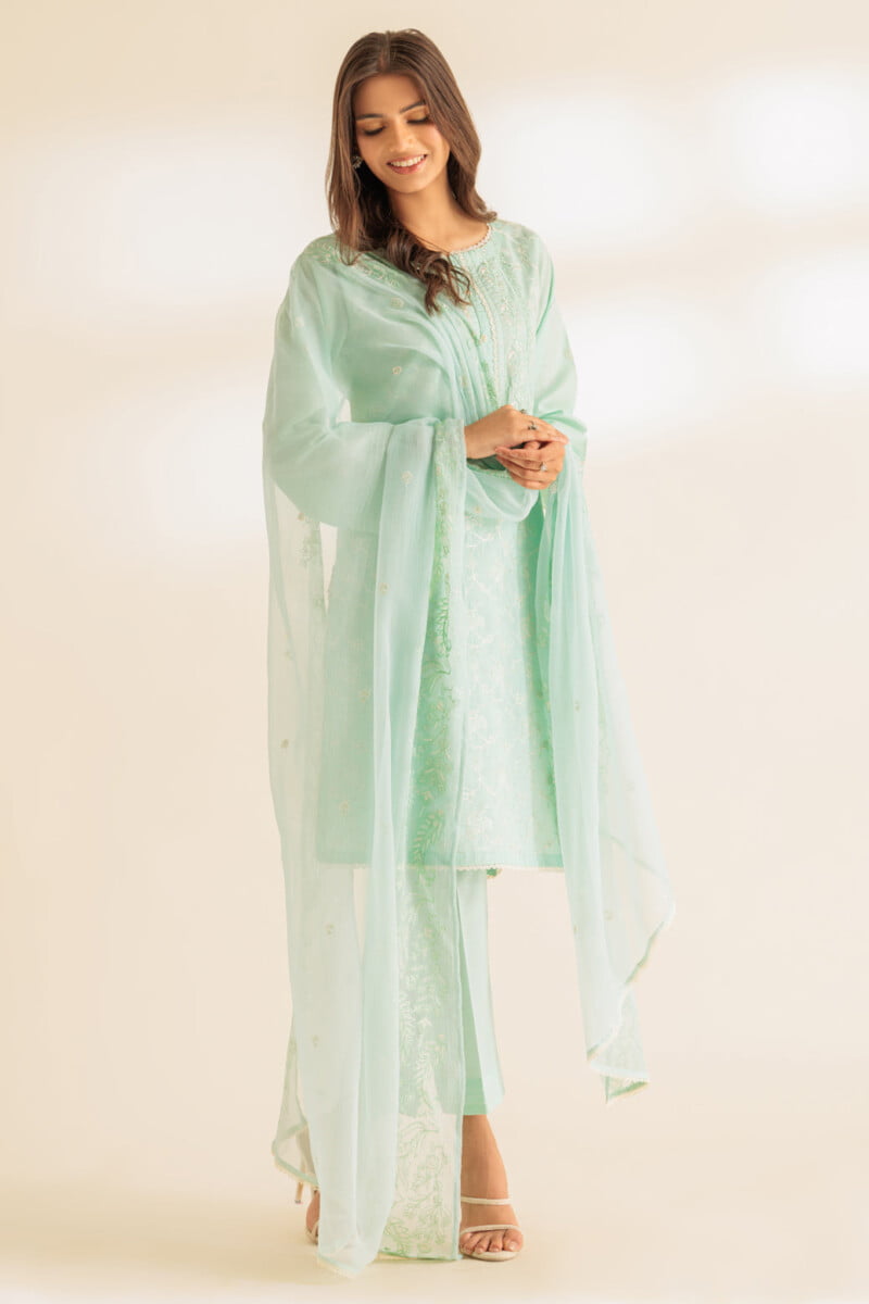 Bonanza Satrangi Aqua Cambric 3 Piece Ss5243p47 Summer Collection 24