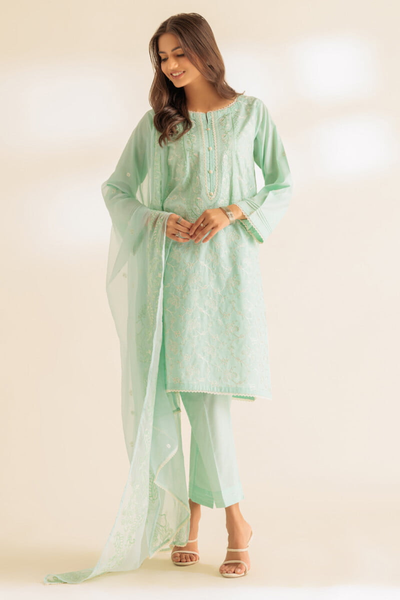 Bonanza Satrangi Aqua Cambric 3 Piece Ss5243p47 Summer Collection 24