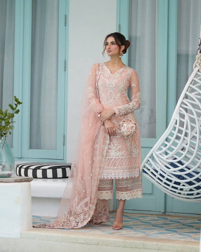 Faiza Saqlain Valetta Embroidered Net 3Pc Suit Collection 2024