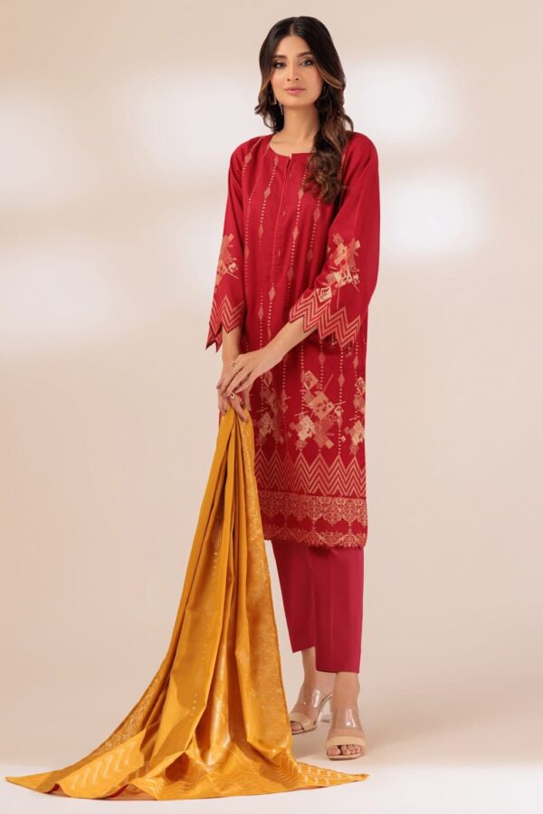 Bonanza Satrangi Red Jacquard 3 Piece Wj1233P02 Festive Pret 2024