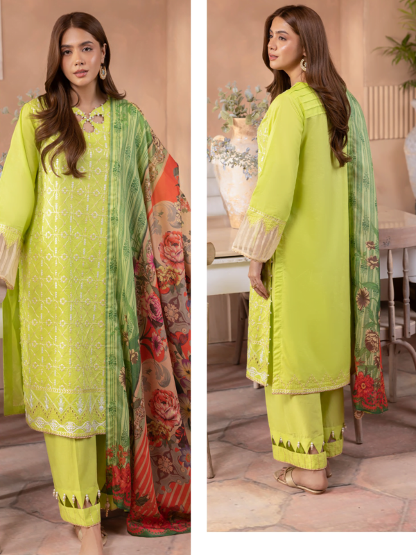 Zellbury Wus24E31141 Embroidered Cambric 3Pc Suit Collection 2024