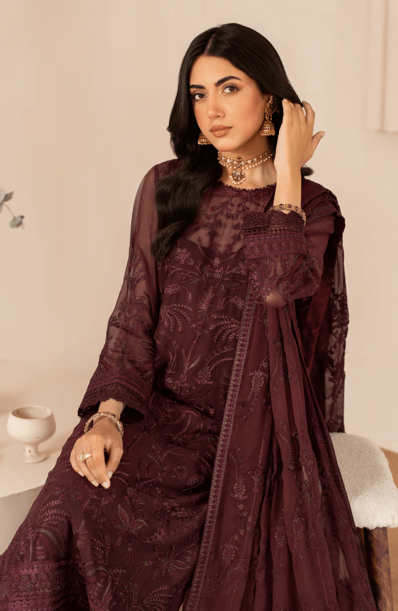 Zarif Thread Works Zl-03 Hala Works Embroidered Chiffon 3Pc Collection 2024