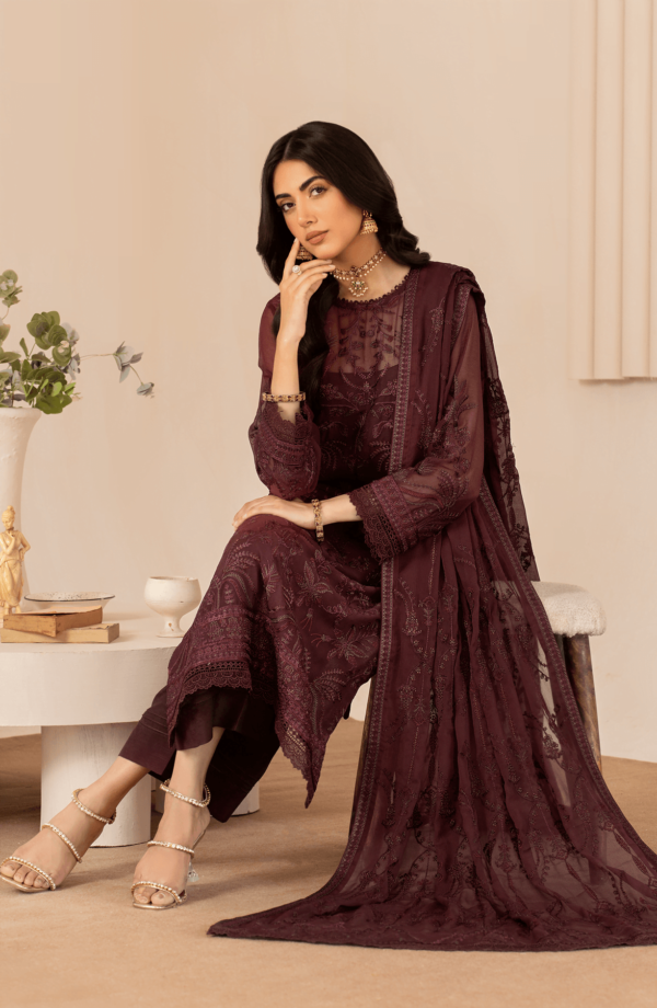 Zarif Thread Works Zl-03 Hala Works Embroidered Chiffon 3Pc Collection 2024