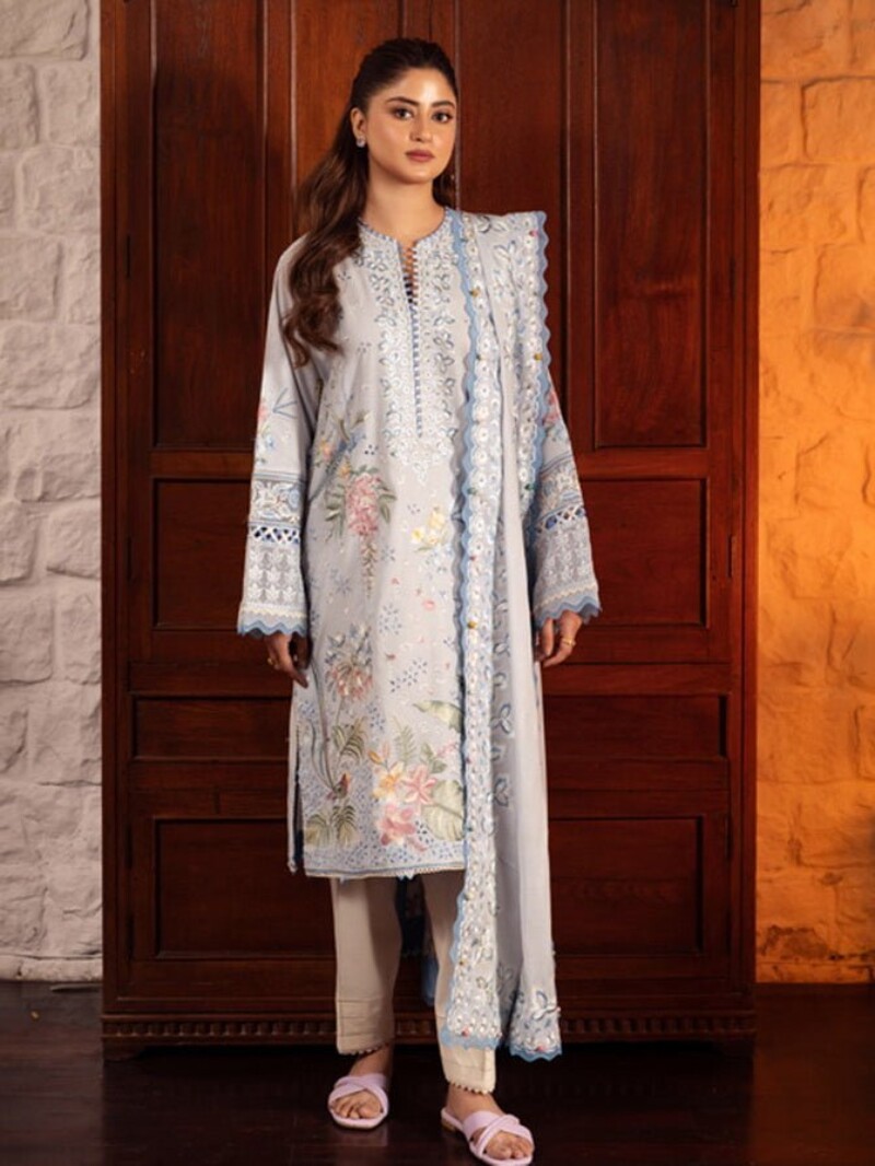 Zaha By Khadijah Shah Zl24-01B Ela Embroidered Lawn 3Pc Suit Collection 2024